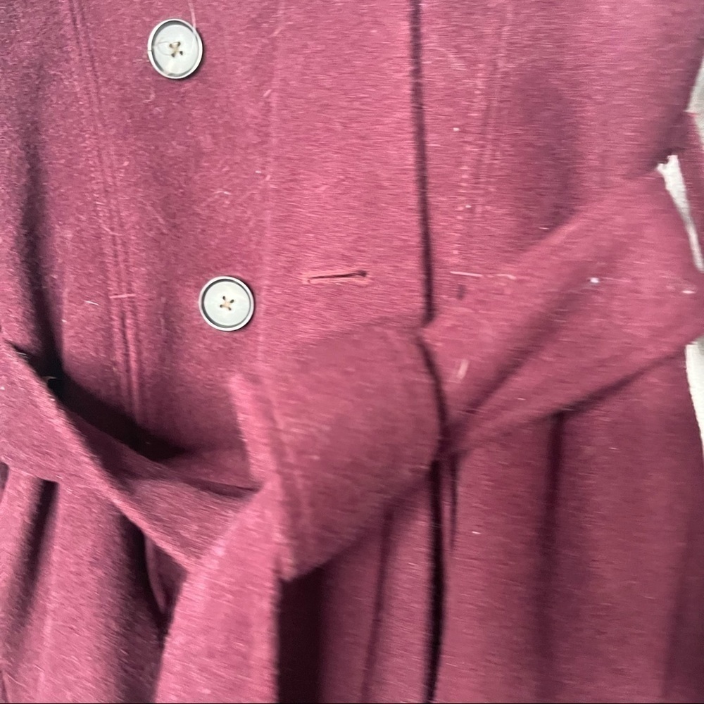 ** Banana Republic maroon purple button belted wool pea coat Small - Picture 4 of 8